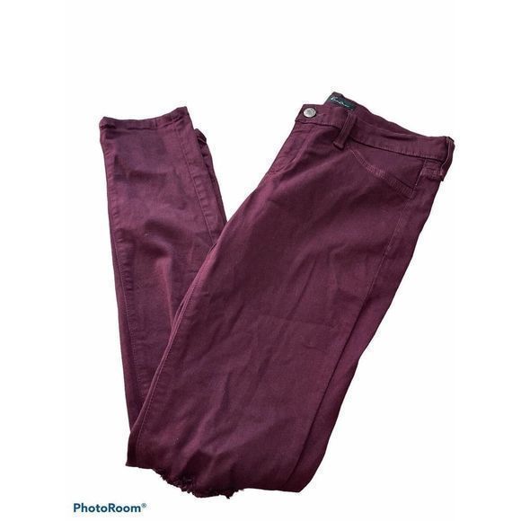 Kancan Stretch Skinny Pants Cut KC1654 Women’s Sz 28 Maroon Burgundy Distressed - Picture 7 of 7